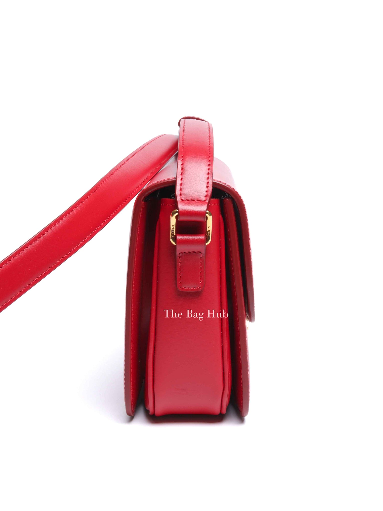 Celine Red Calfskin Leather Classic Triomphe Bag