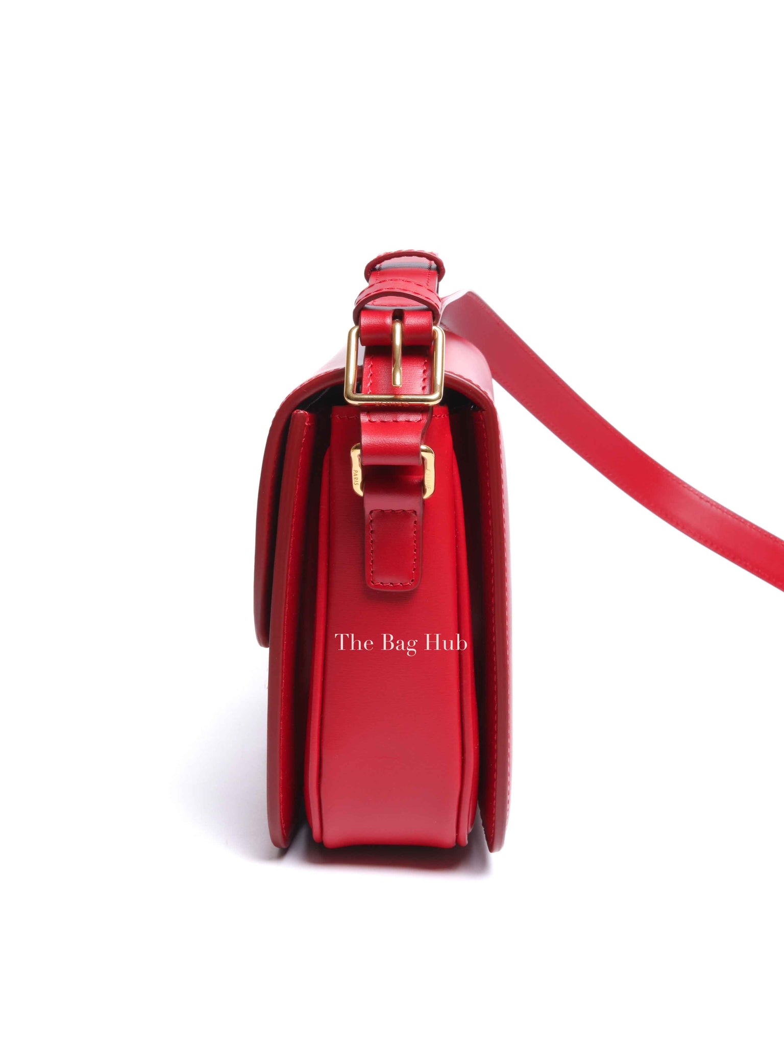 Celine Red Calfskin Leather Classic Triomphe Bag
