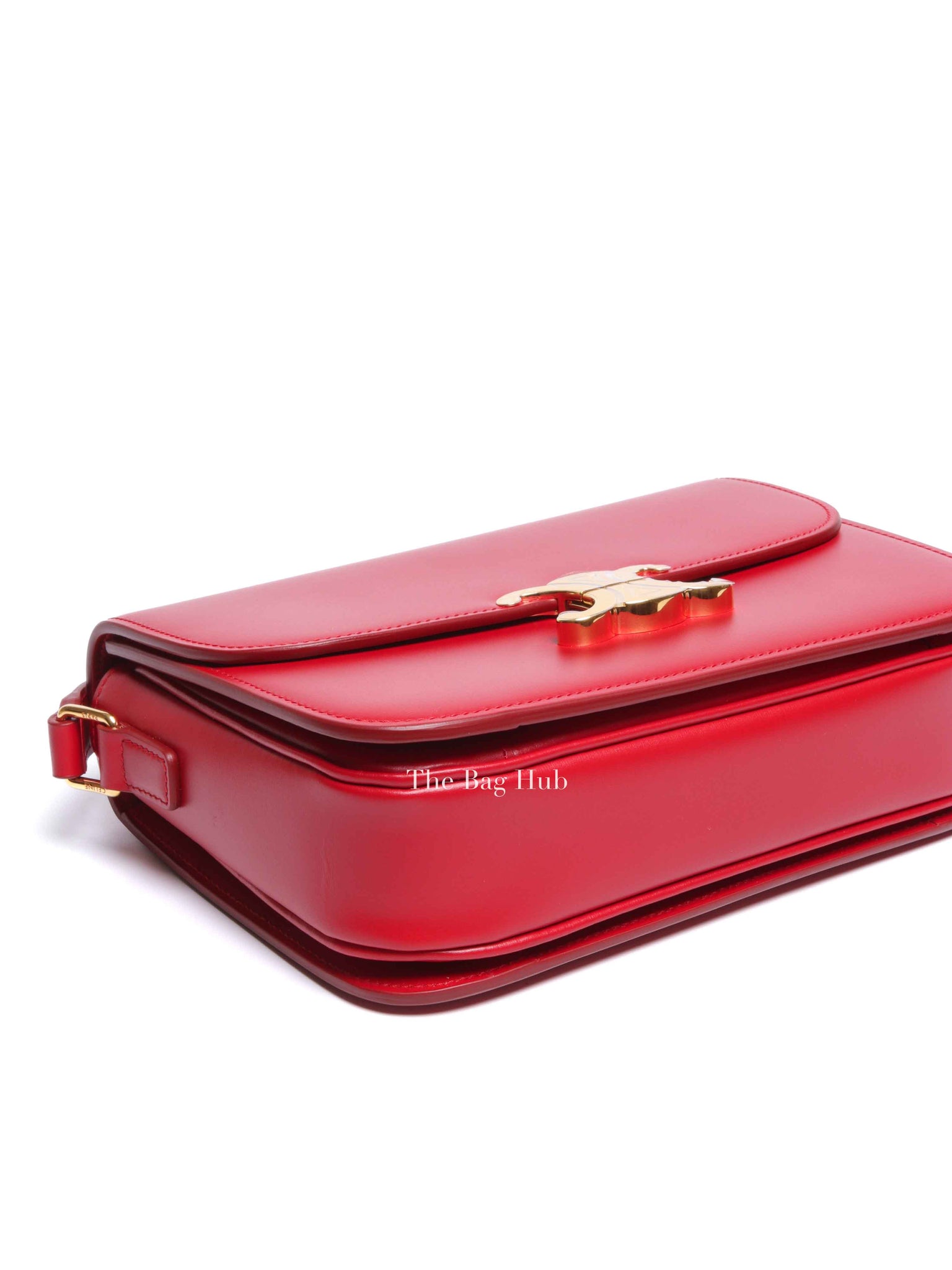 Celine Red Calfskin Leather Classic Triomphe Bag