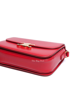 Celine Red Calfskin Leather Classic Triomphe Bag