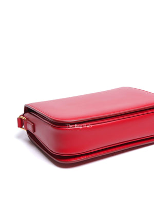 Celine Red Calfskin Leather Classic Triomphe Bag