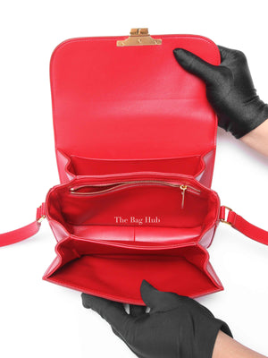 Celine Red Calfskin Leather Classic Triomphe Bag