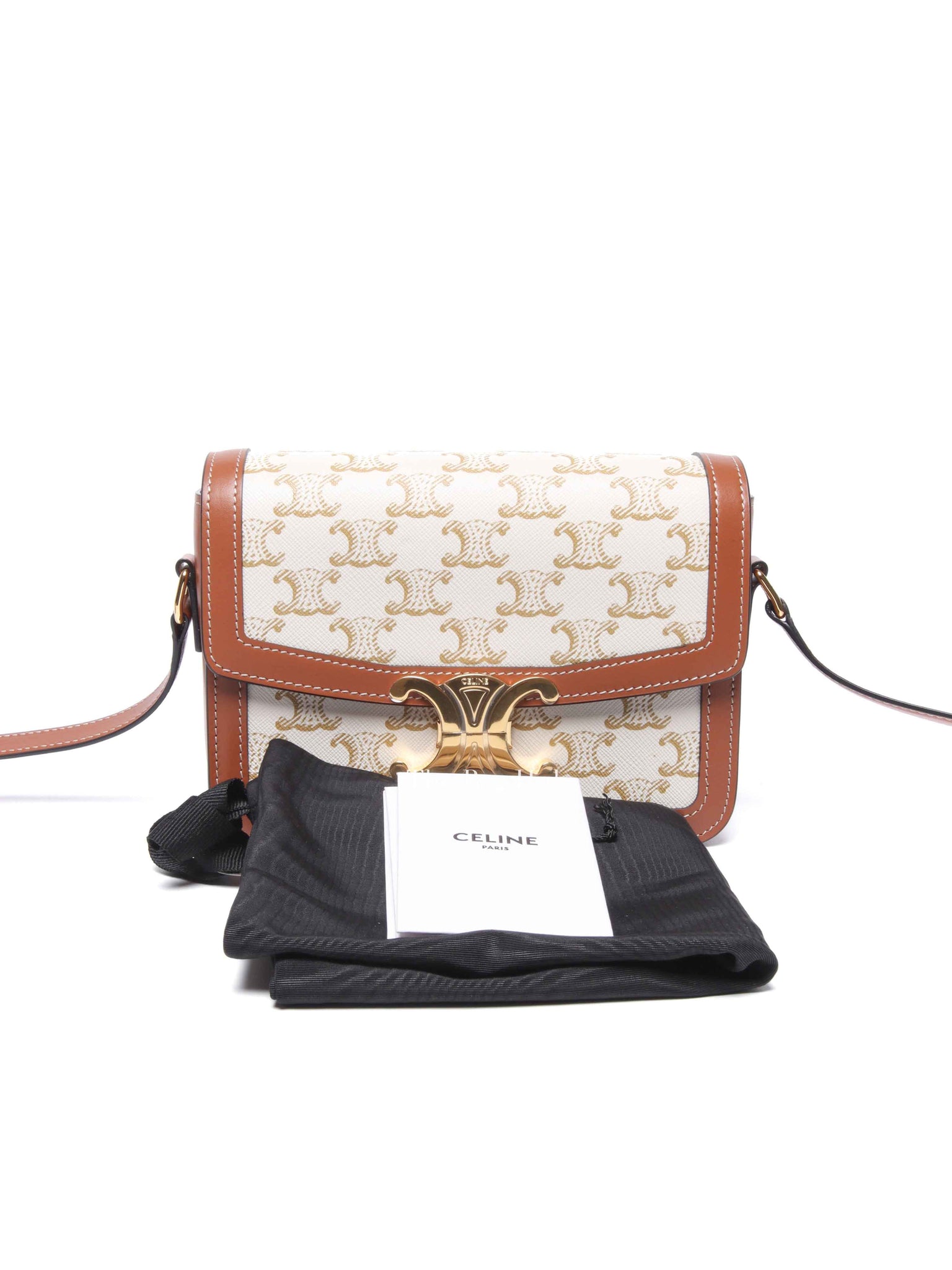 Celine White Canvas/Calfskin Teen Triomphe Bag