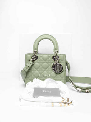 Dior Green Lambskin Quilted Lady Dior Small Bag