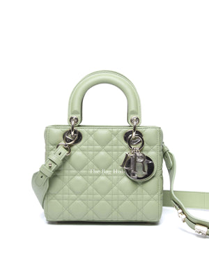 Dior Green Lambskin Quilted Lady Dior Small Bag