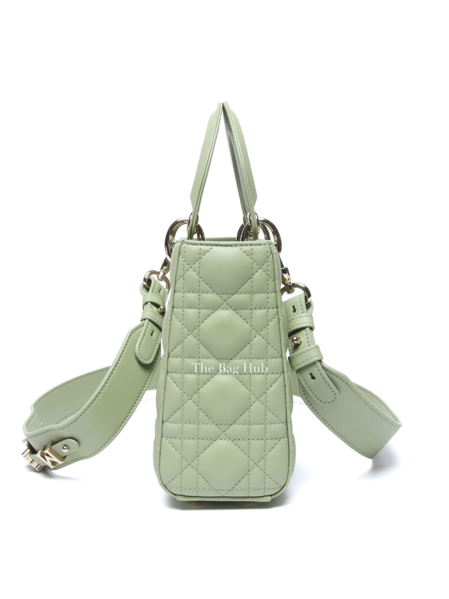 Dior Green Lambskin Quilted Lady Dior Small Bag