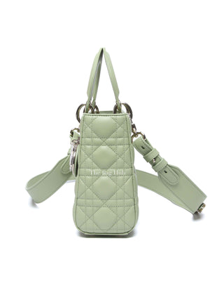Dior Green Lambskin Quilted Lady Dior Small Bag