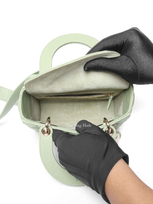 Dior Green Lambskin Quilted Lady Dior Small Bag