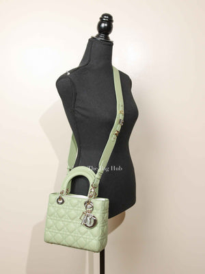 Dior Green Lambskin Quilted Lady Dior Small Bag