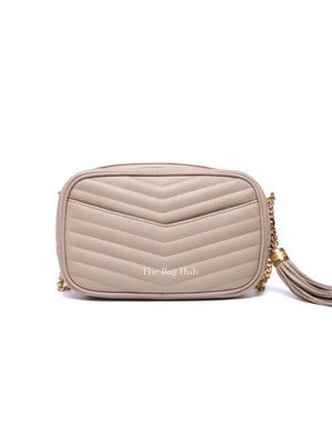 Saint Laurent Beige Grain De Poudre Matelasse Monogram Mini Lou Camera Bag GHW