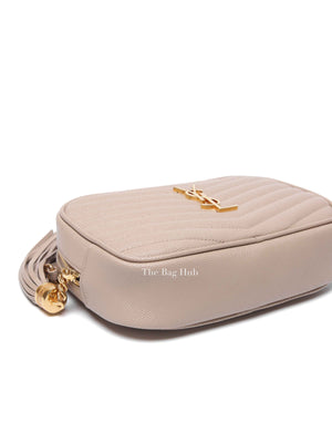 Saint Laurent Beige Grain De Poudre Matelasse Monogram Mini Lou Camera Bag GHW