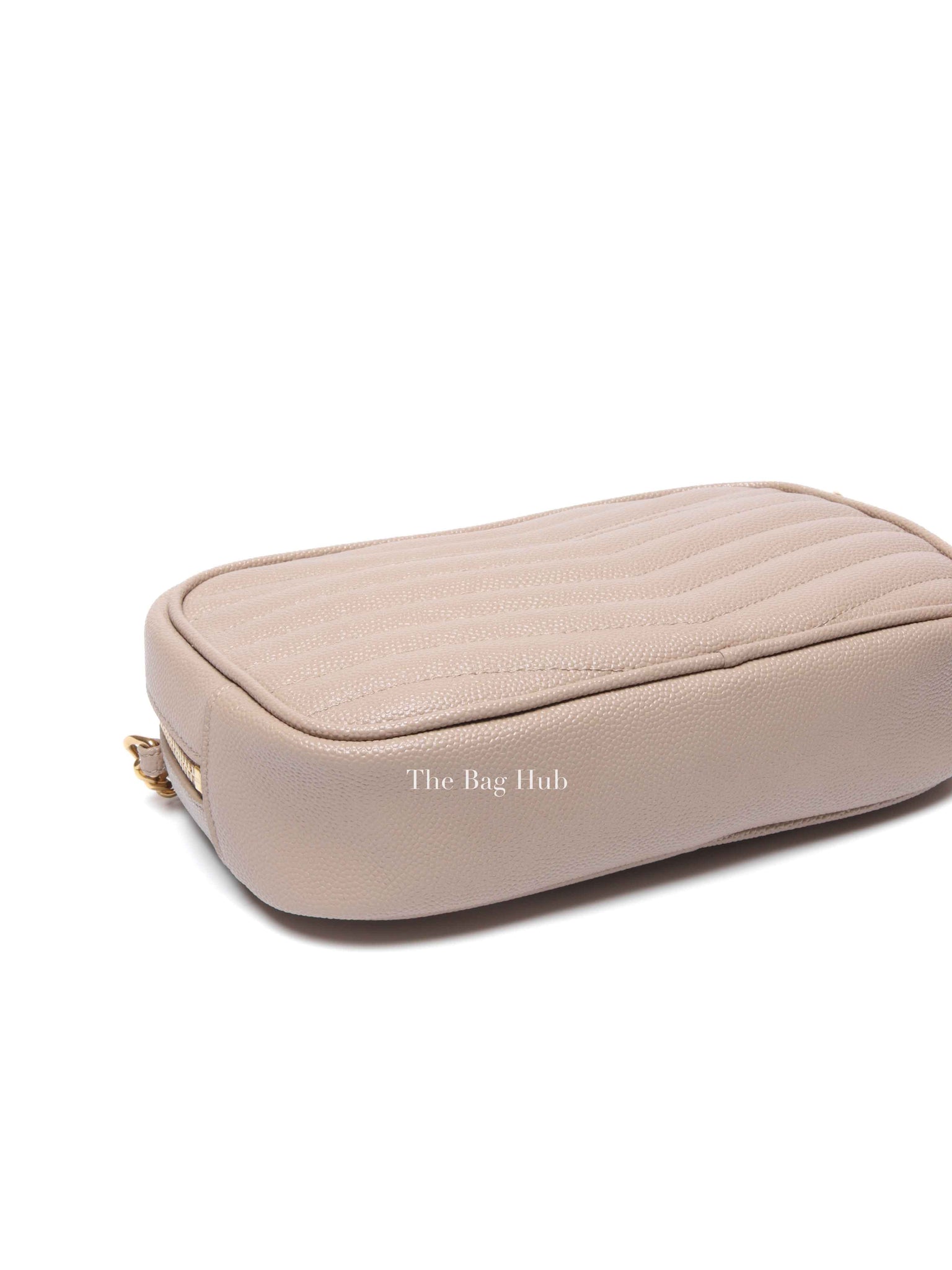 Saint Laurent Beige Grain De Poudre Matelasse Monogram Mini Lou Camera Bag GHW