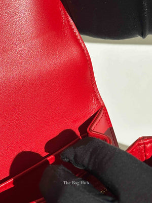 Celine Red Calfskin Leather Classic Triomphe Bag