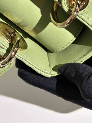 Dior Green Lambskin Quilted Lady Dior Small Bag