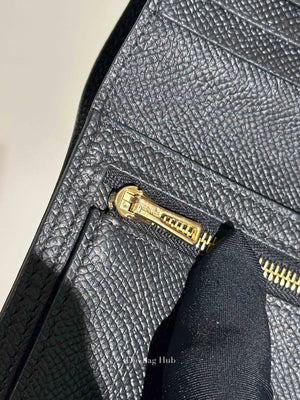 Hermes Noir Epsom Bearn Compact Wallet GHW