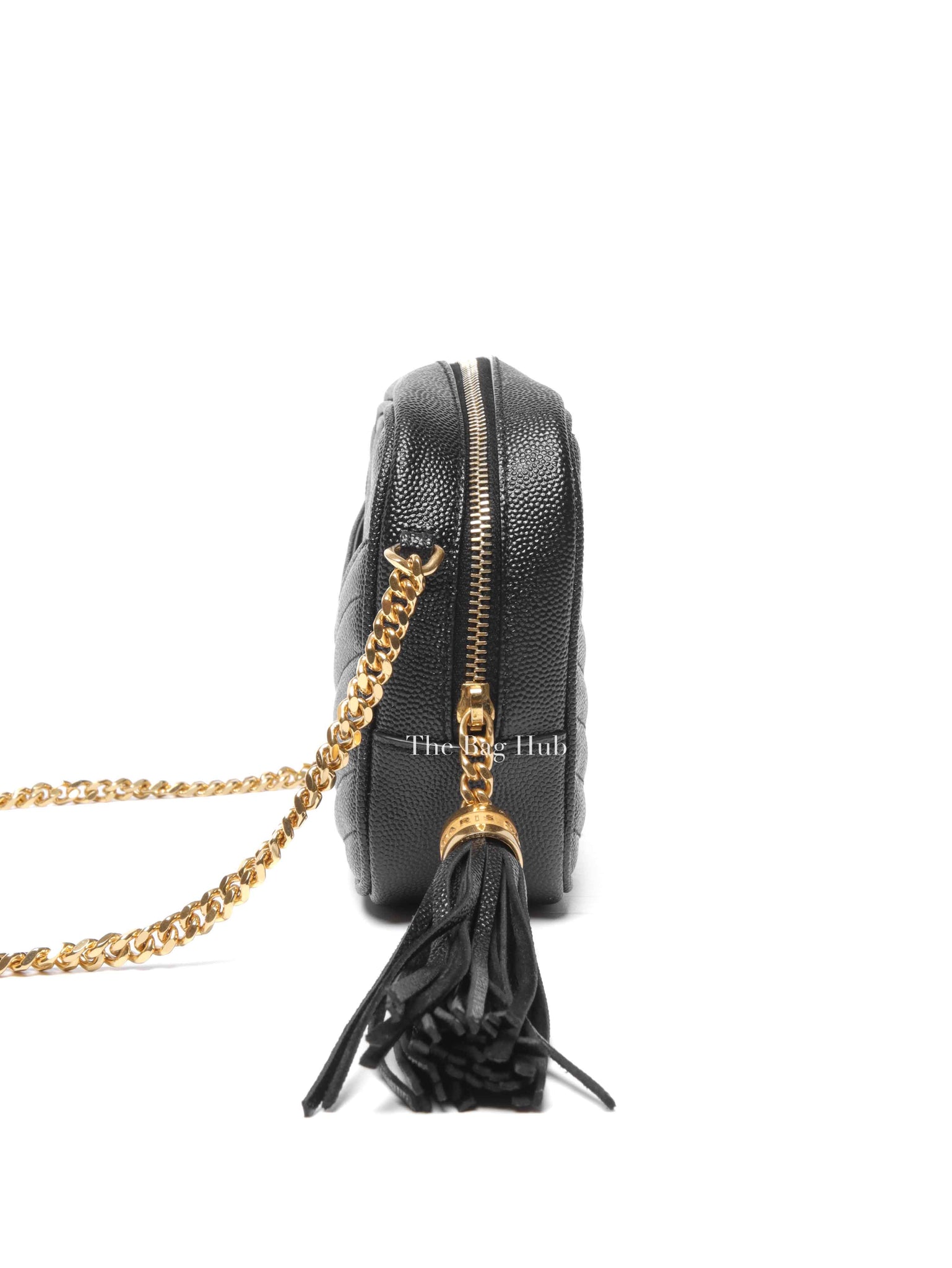 Saint Laurent Black Grain De Poudre Matelasse Monogram Mini Lou Camera Bag