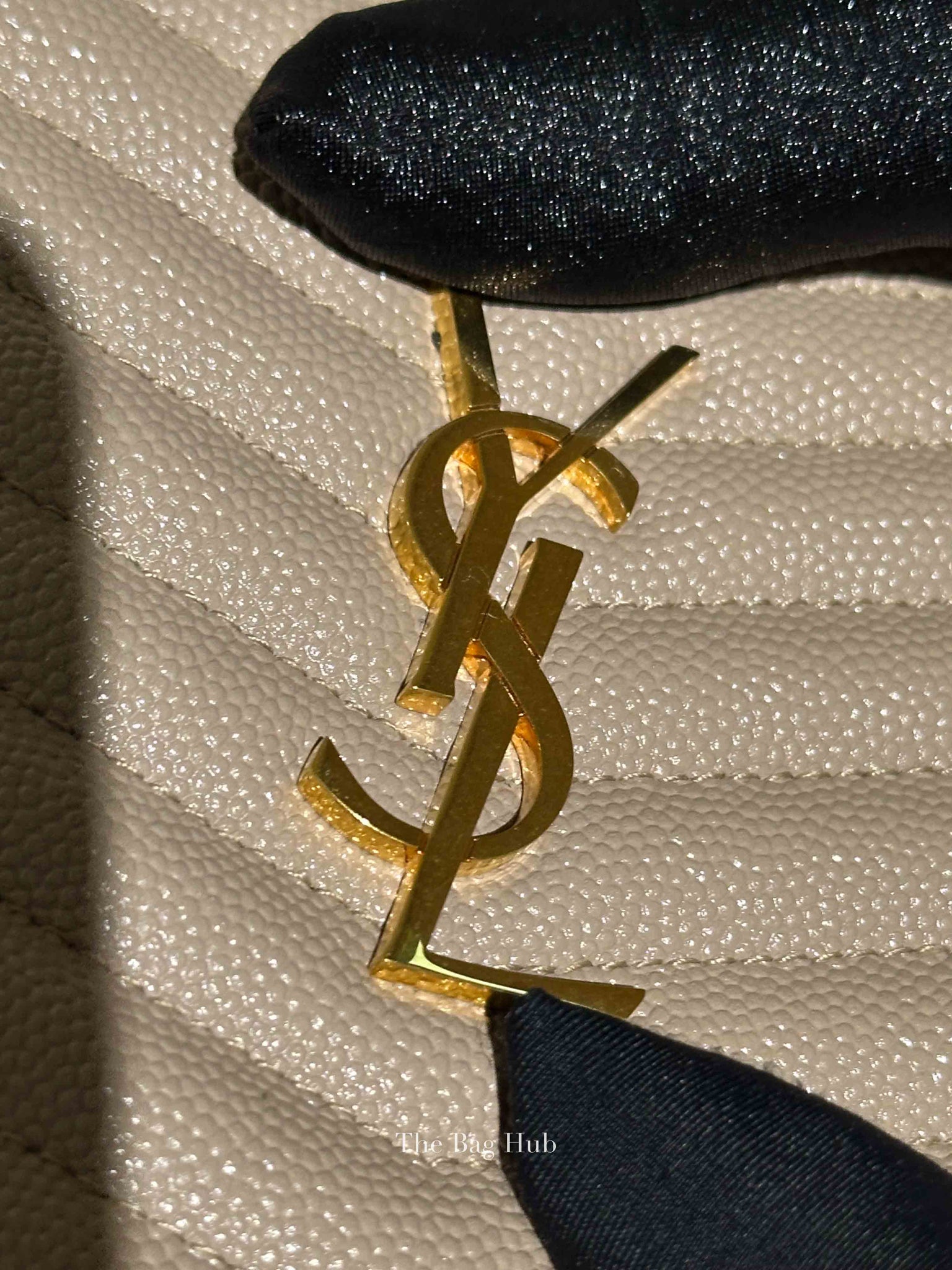 Saint Laurent Beige Grain De Poudre Matelasse Monogram Mini Lou Camera Bag GHW