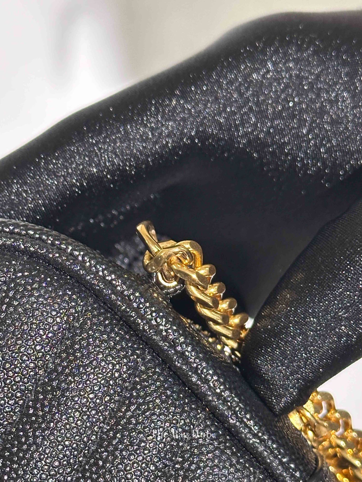 Saint Laurent Black Grain De Poudre Matelasse Monogram Mini Lou Camera Bag