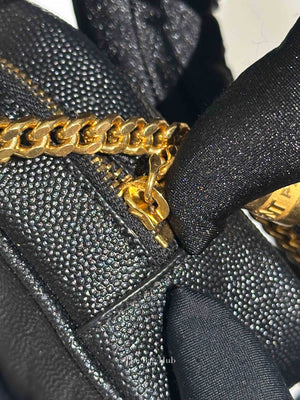 Saint Laurent Black Grain De Poudre Matelasse Monogram Mini Lou Camera Bag