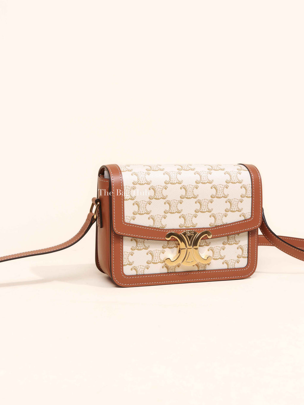 Celine White Canvas/Calfskin Teen Triomphe Bag