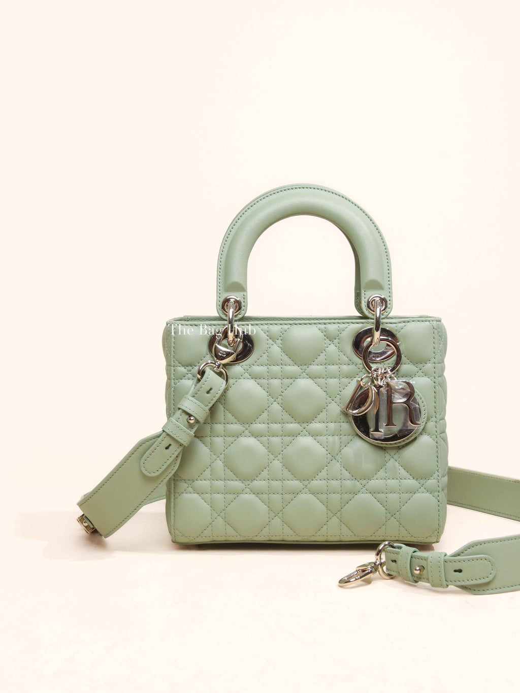 Dior Green Lambskin Quilted Lady Dior Small Bag