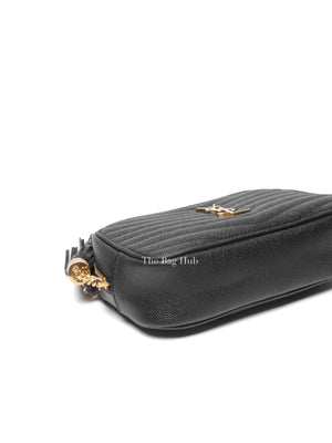 Saint Laurent Black Grain De Poudre Matelasse Monogram Mini Lou Camera Bag