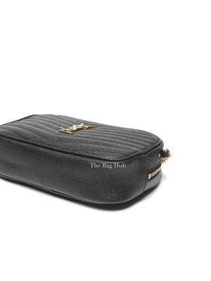 Saint Laurent Black Grain De Poudre Matelasse Monogram Mini Lou Camera Bag