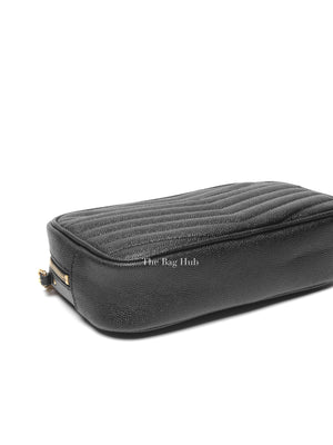 Saint Laurent Black Grain De Poudre Matelasse Monogram Mini Lou Camera Bag