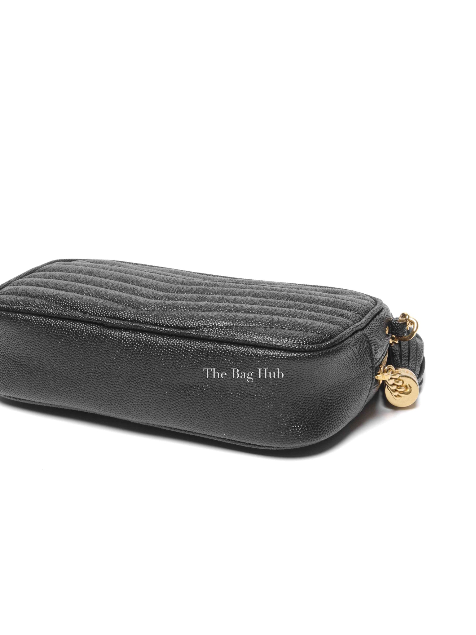 Saint Laurent Black Grain De Poudre Matelasse Monogram Mini Lou Camera Bag