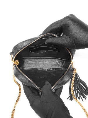 Saint Laurent Black Grain De Poudre Matelasse Monogram Mini Lou Camera Bag