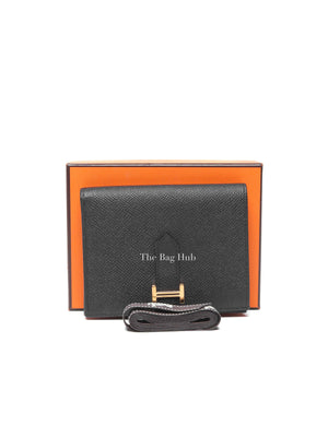 Hermes Noir Epsom Bearn Compact Wallet GHW