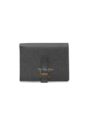 Hermes Noir Epsom Bearn Compact Wallet GHW