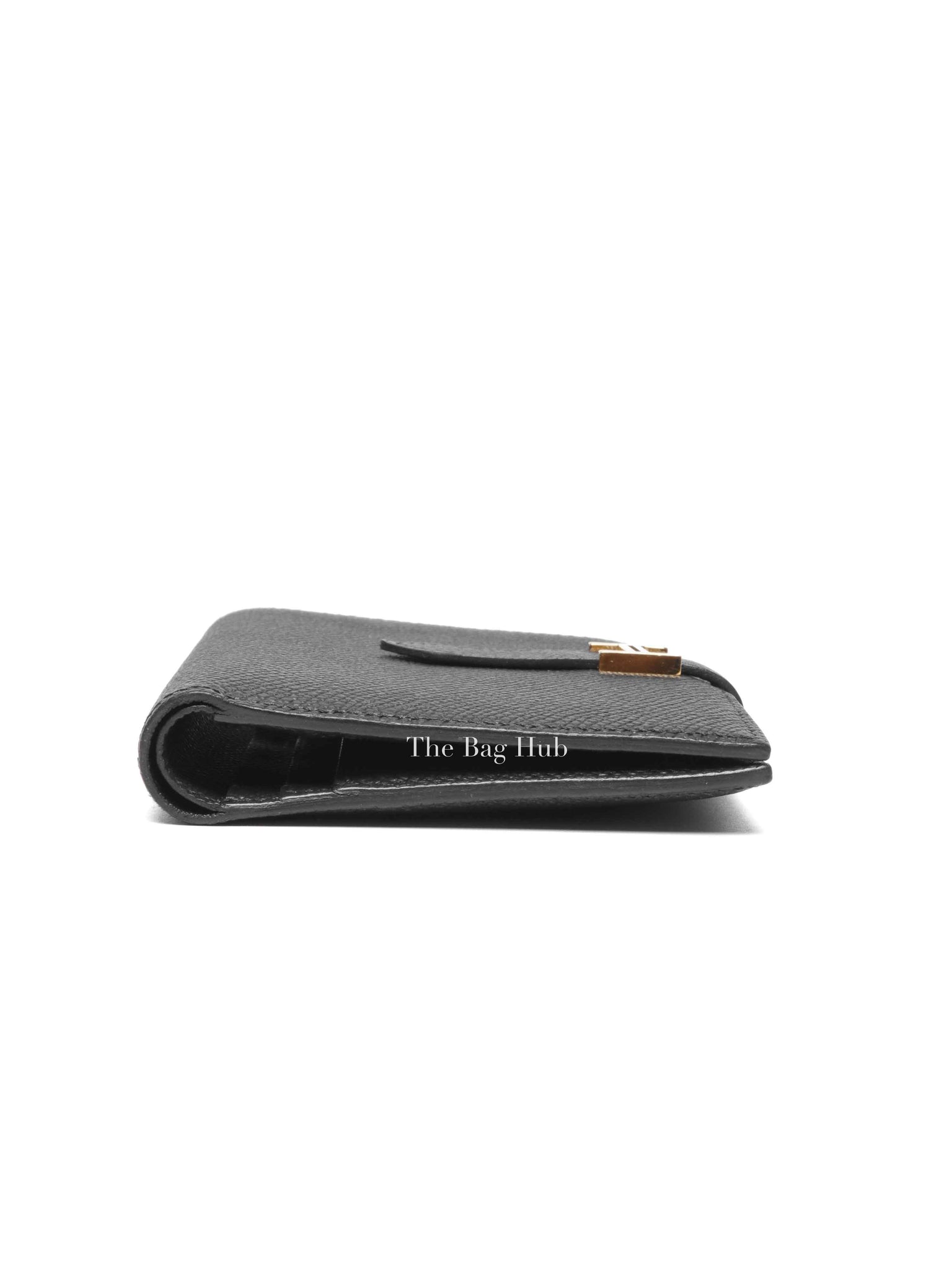 Hermes Noir Epsom Bearn Compact Wallet GHW