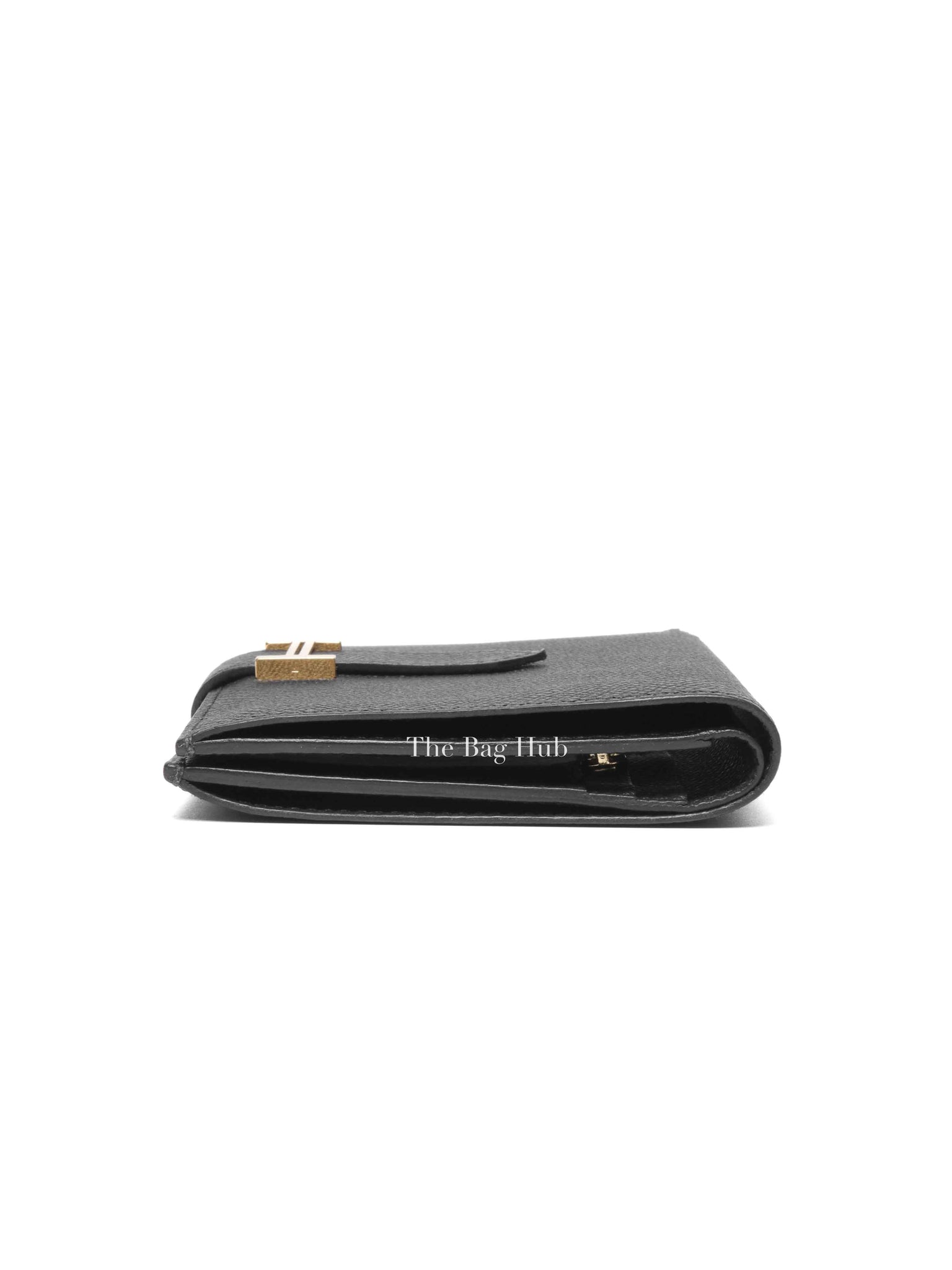 Hermes Noir Epsom Bearn Compact Wallet GHW