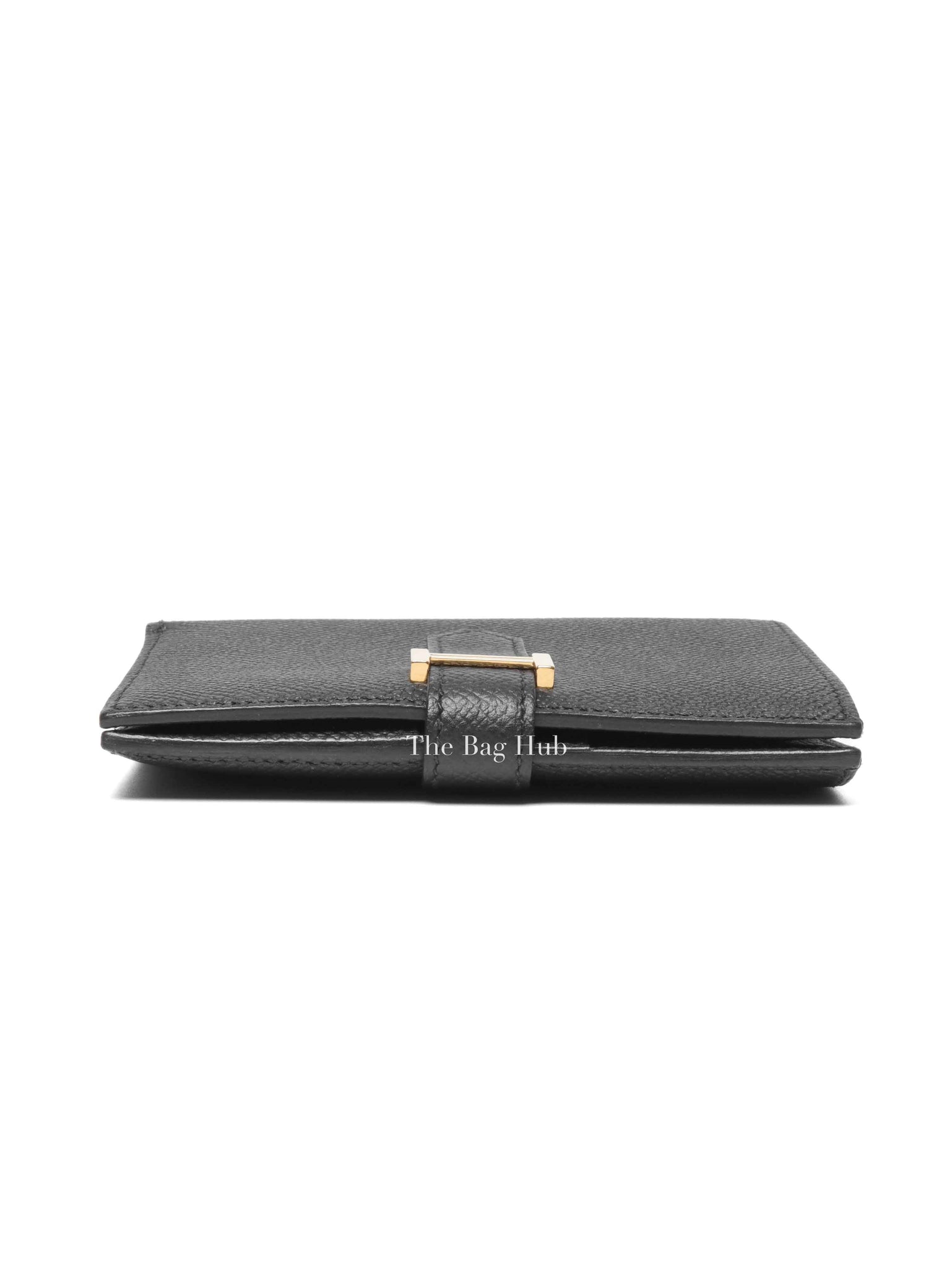 Hermes Noir Epsom Bearn Compact Wallet GHW