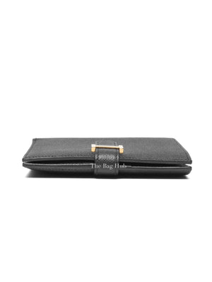 Hermes Noir Epsom Bearn Compact Wallet GHW