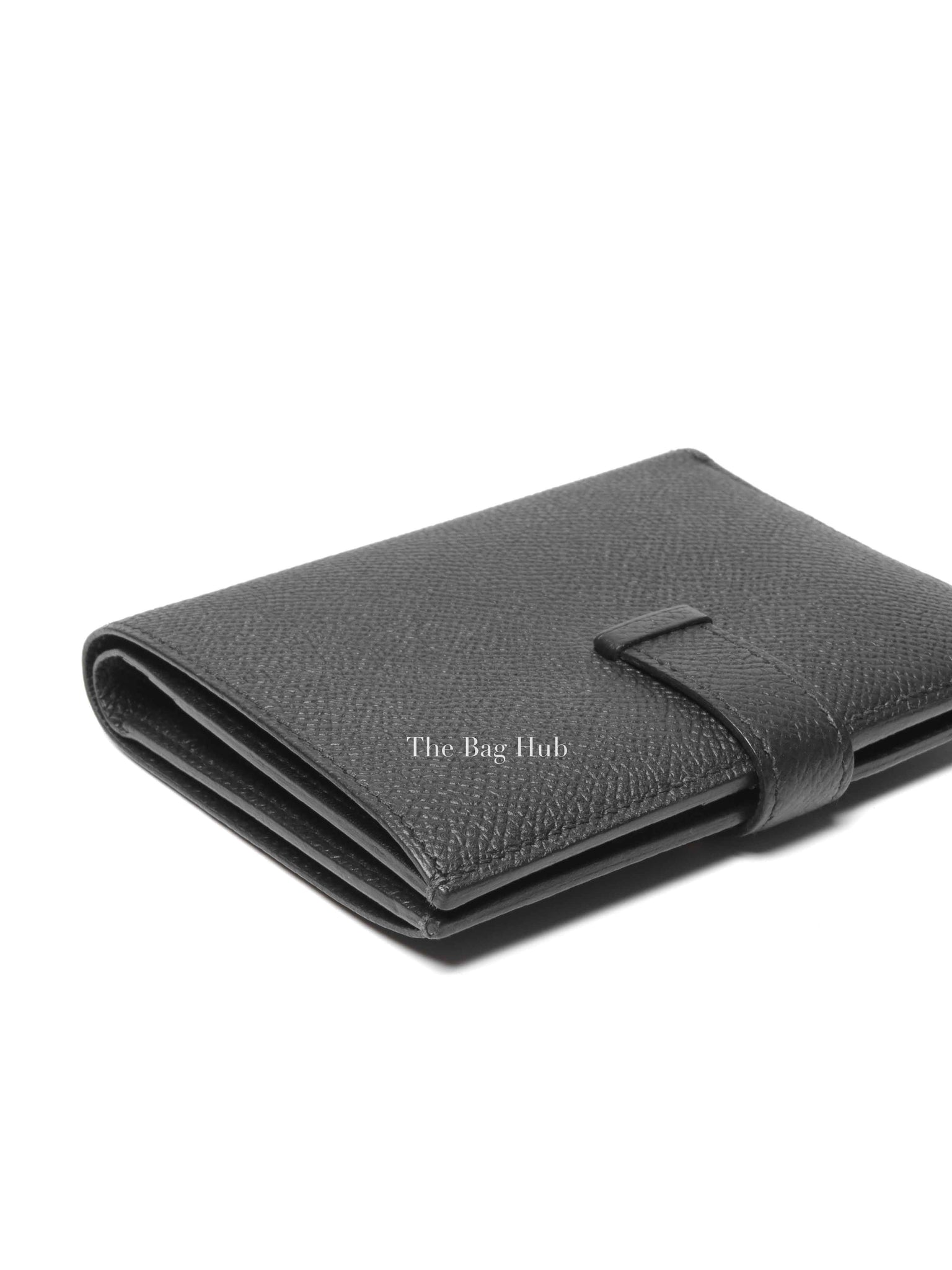 Hermes Noir Epsom Bearn Compact Wallet GHW