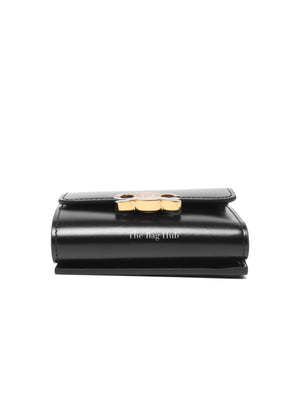 Celine Black Shiny Calfskin Triomphe Compact Wallet with Coin Purse