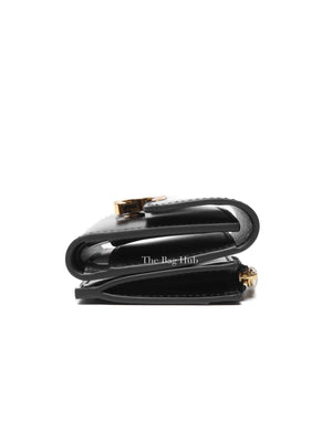 Celine Black Shiny Calfskin Triomphe Compact Wallet with Coin Purse