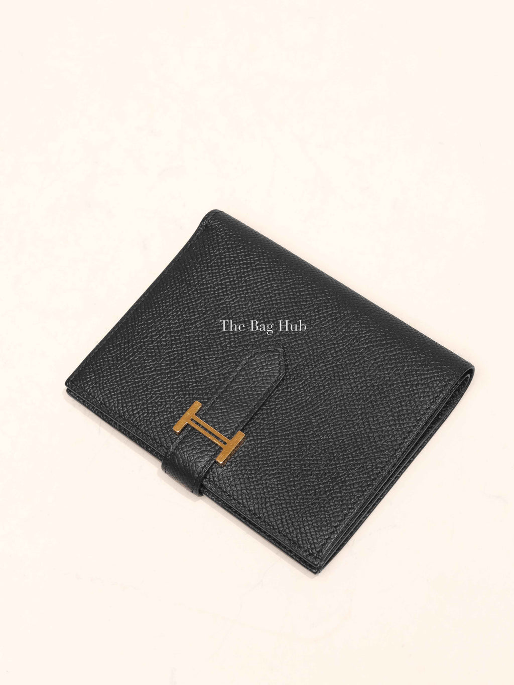 Hermes Noir Epsom Bearn Compact Wallet GHW