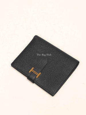Hermes Noir Epsom Bearn Compact Wallet GHW