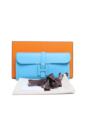 Hermes Bleu Zanzibar Swift Jige Elan 29 Clutch Bag