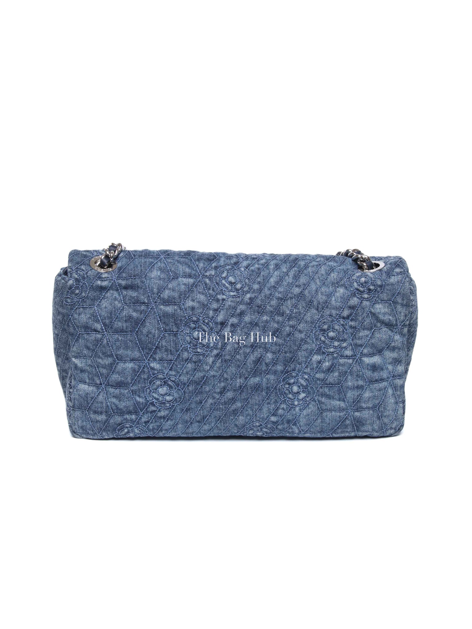 Chanel Blue Denim Camellia Embroidered Denim CC Flap Bag SHW