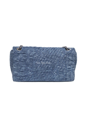 Chanel Blue Denim Camellia Embroidered Denim CC Flap Bag SHW
