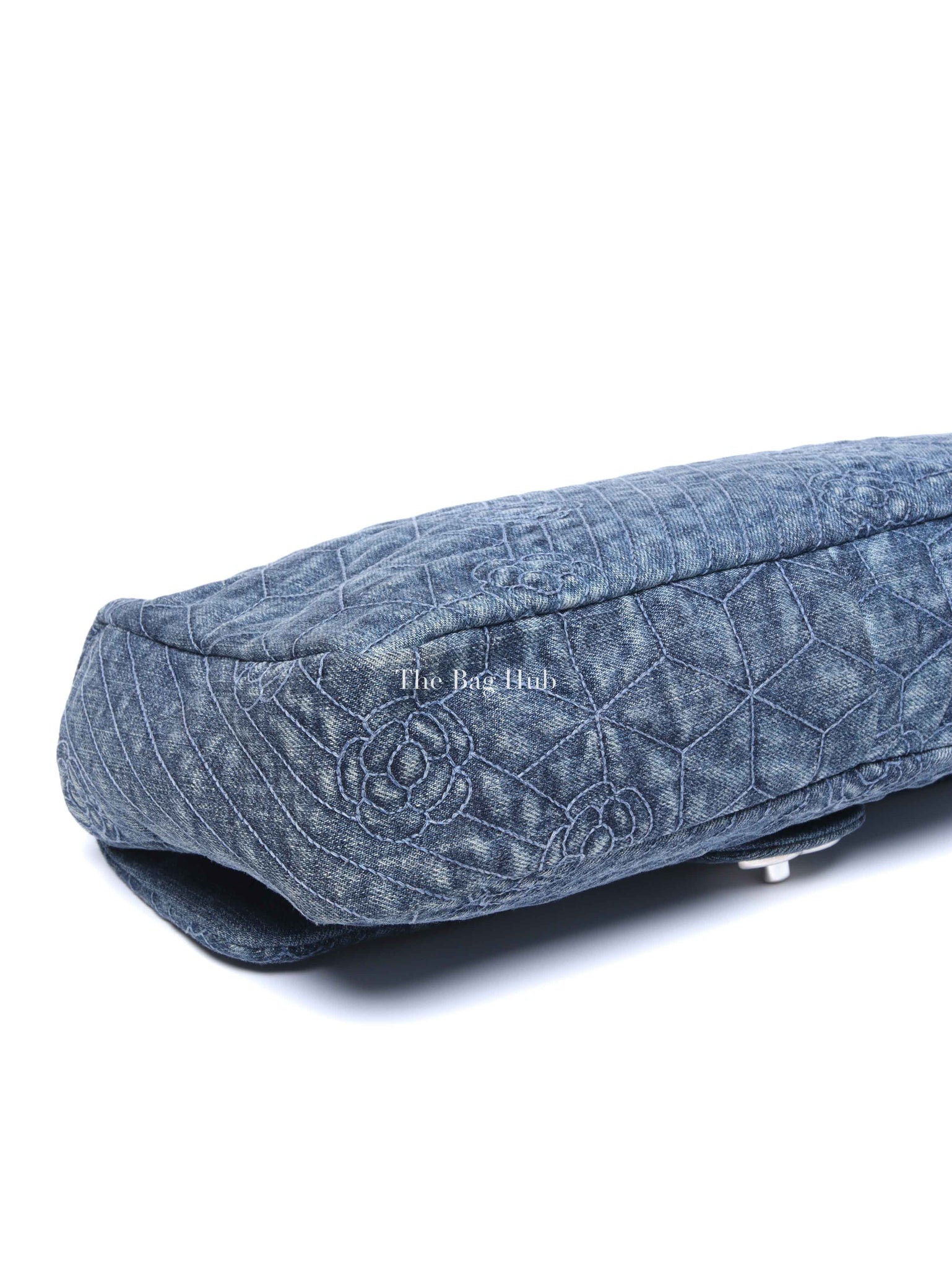 Chanel Blue Denim Camellia Embroidered Denim CC Flap Bag SHW