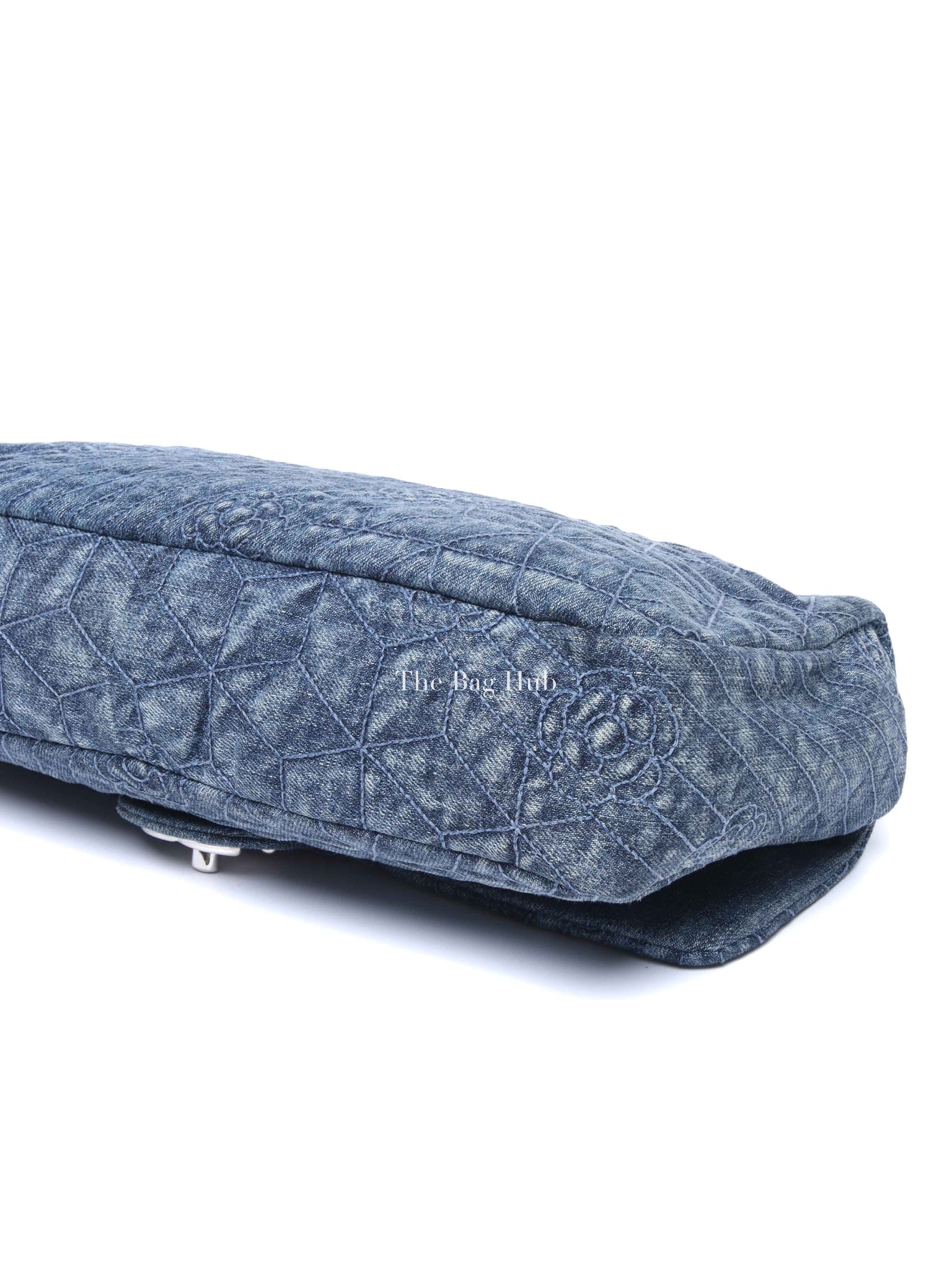 Chanel Blue Denim Camellia Embroidered Denim CC Flap Bag SHW