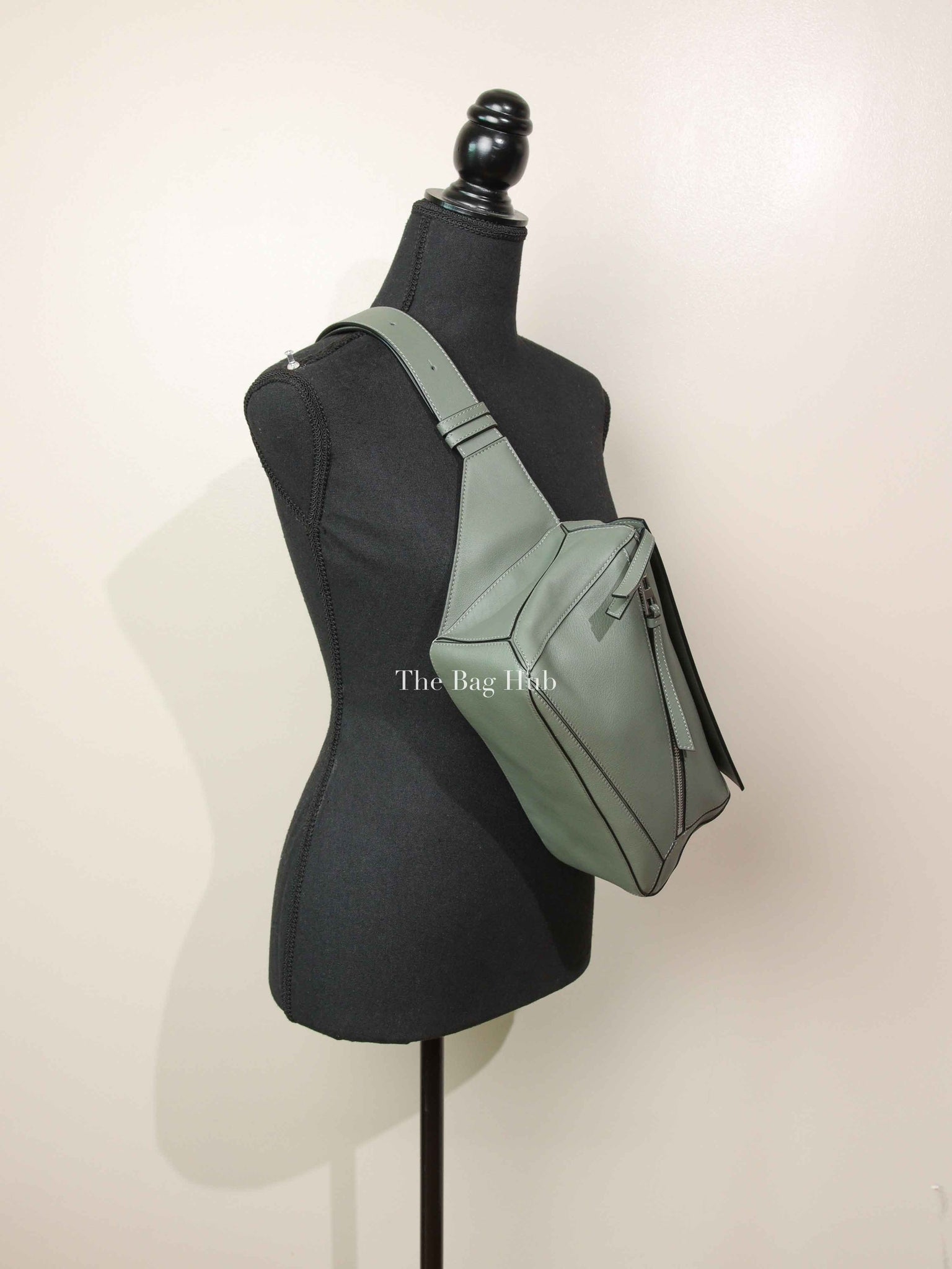 Loewe Dark Sage Leather Puzzle Small Bumbag