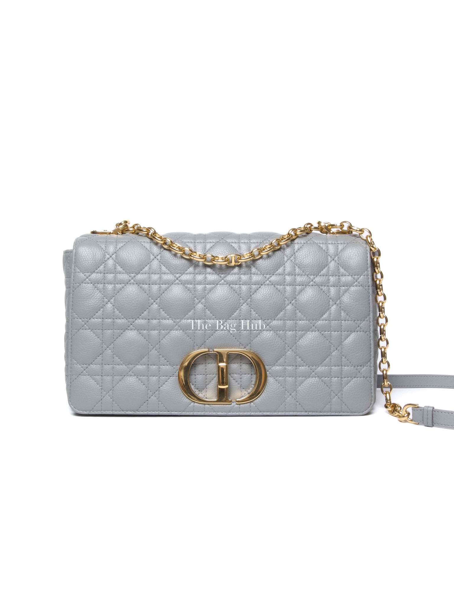 Dior Stone Gray Supple Cannage Calfskin Large Caro Bag