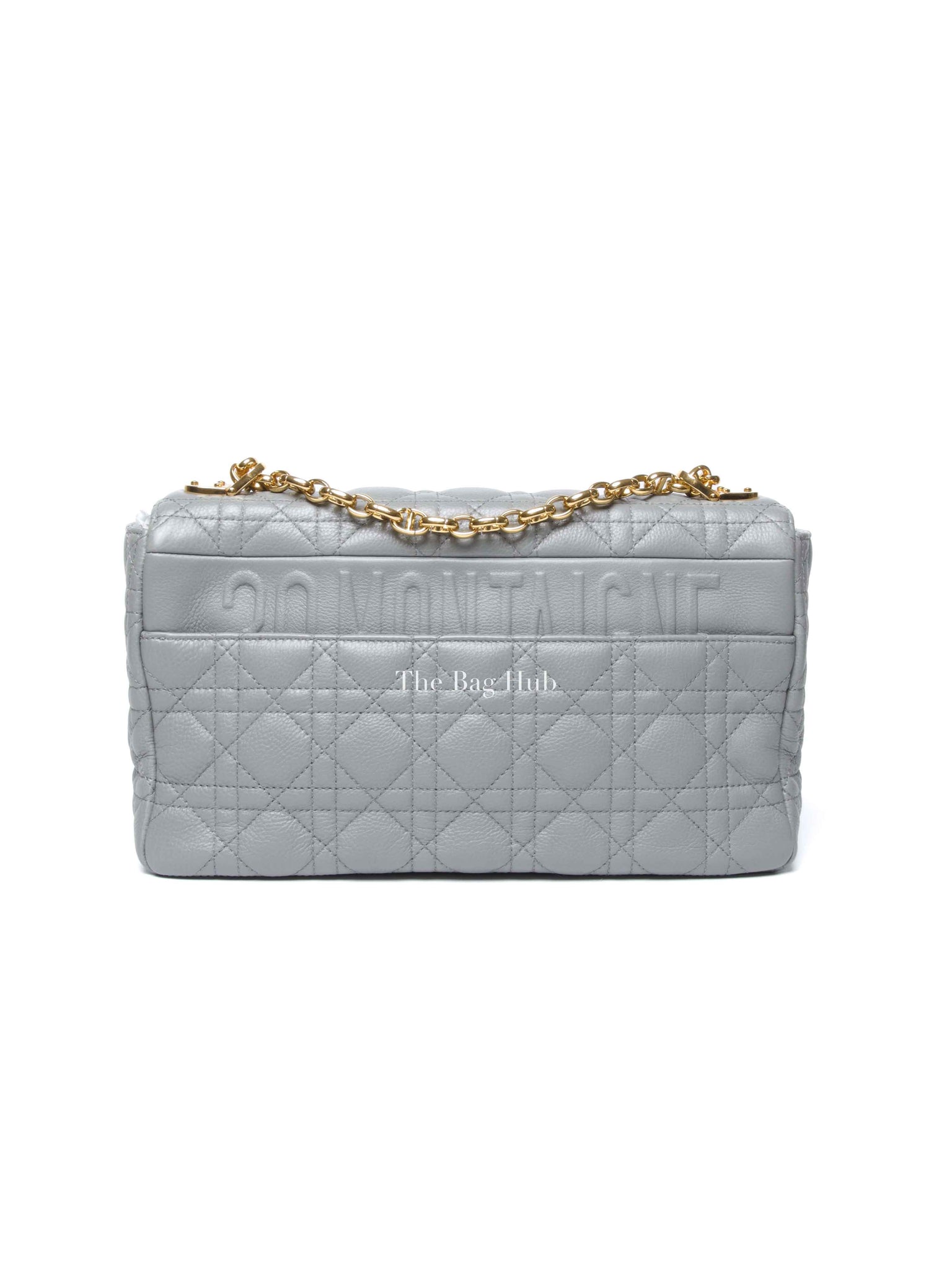 Dior Stone Gray Supple Cannage Calfskin Large Caro Bag