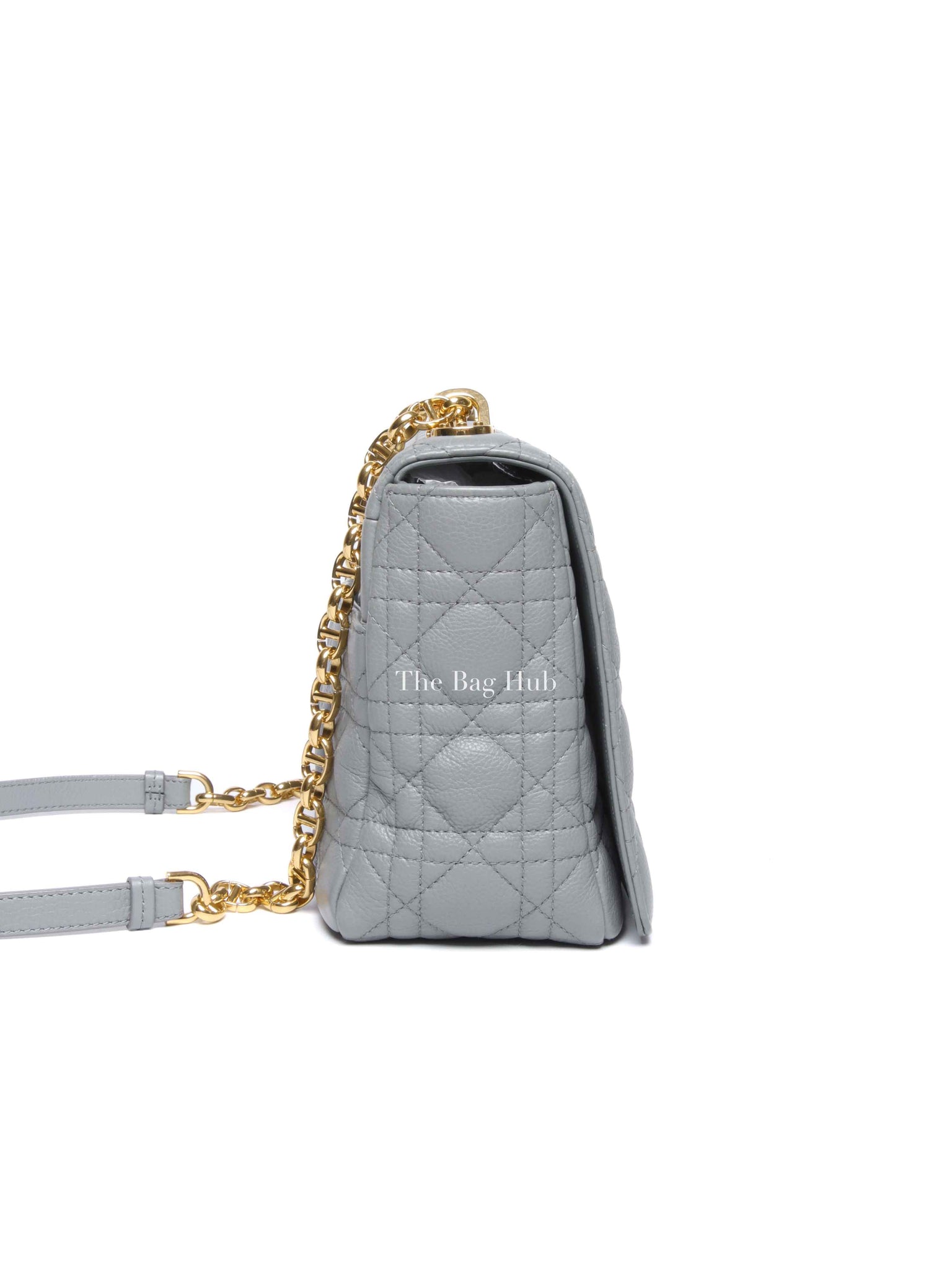 Dior Stone Gray Supple Cannage Calfskin Large Caro Bag